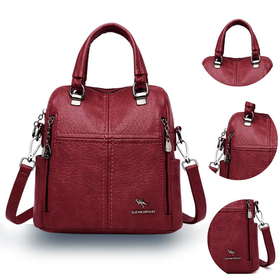Bolsa Mochila Feminina em Couro Genuino - TwoInOne Premium