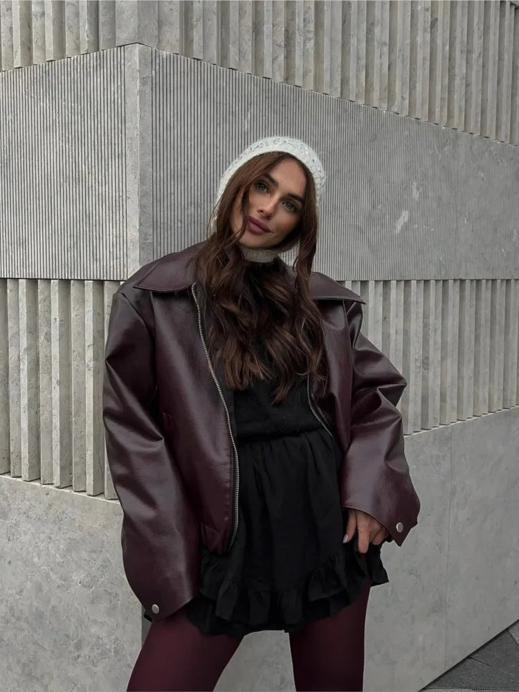 Jaqueta Feminina de Inverno em Couro Genuino - EuroPro