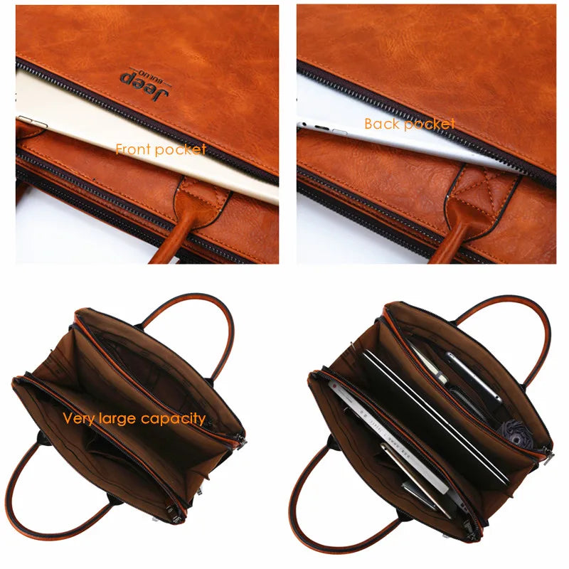 Maleta Masculina em Couro Genuino (CARTEIRA DE BRINDE) - JEEP Combo Premium