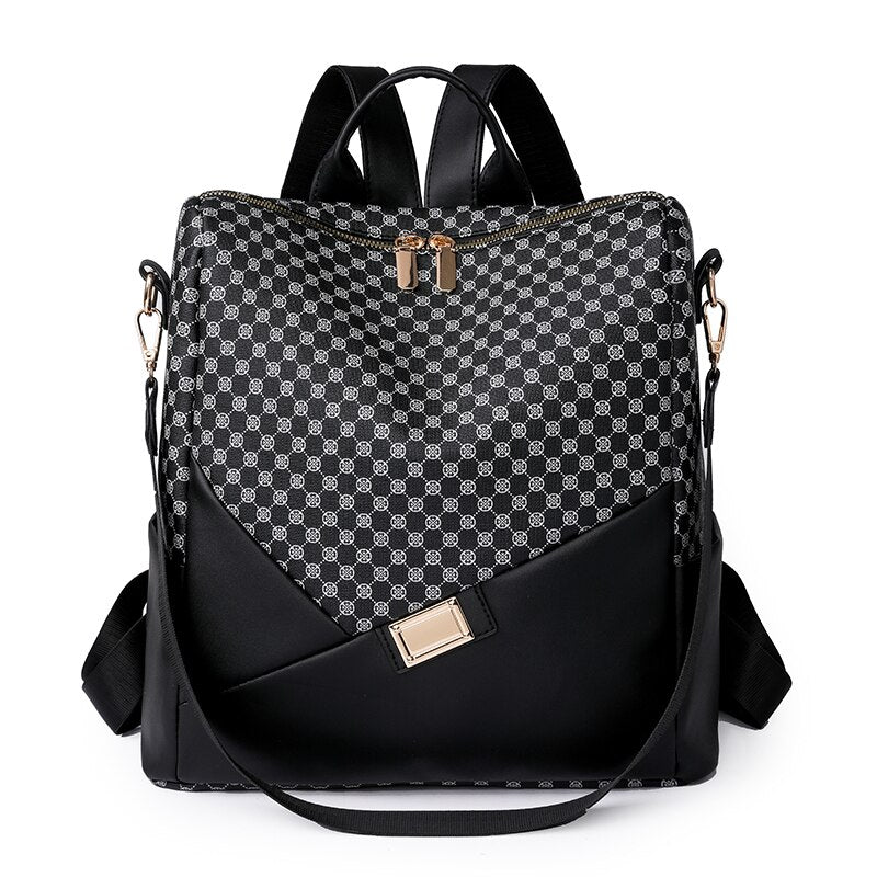 Mochila Feminina Xadrez em Couro Genuino - Levian Premium