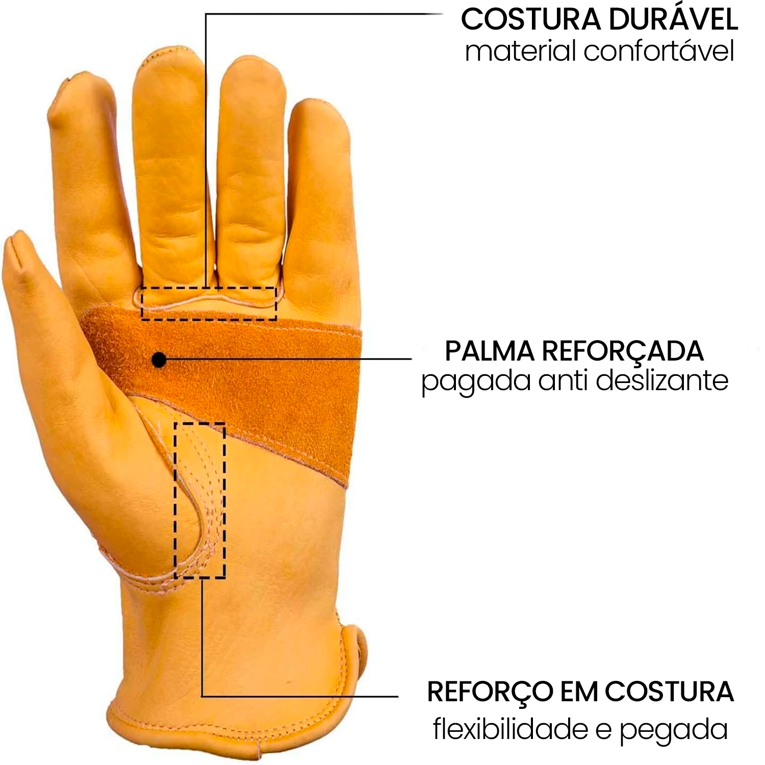 Luva de Couro Genuino para Trabalho - WorkHard