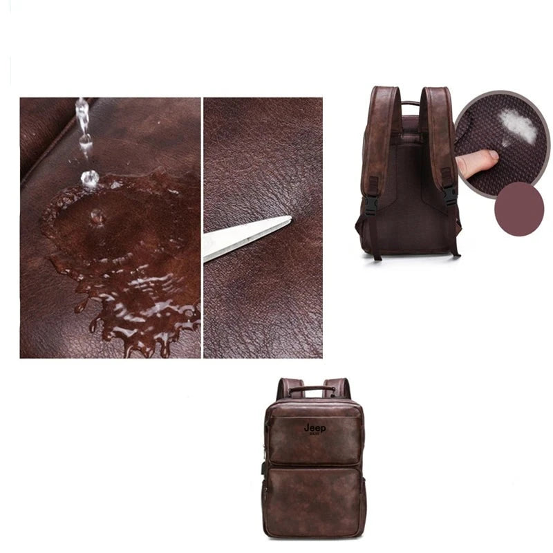 Mochila Jeep em Couro Genuino - Buluo Premium