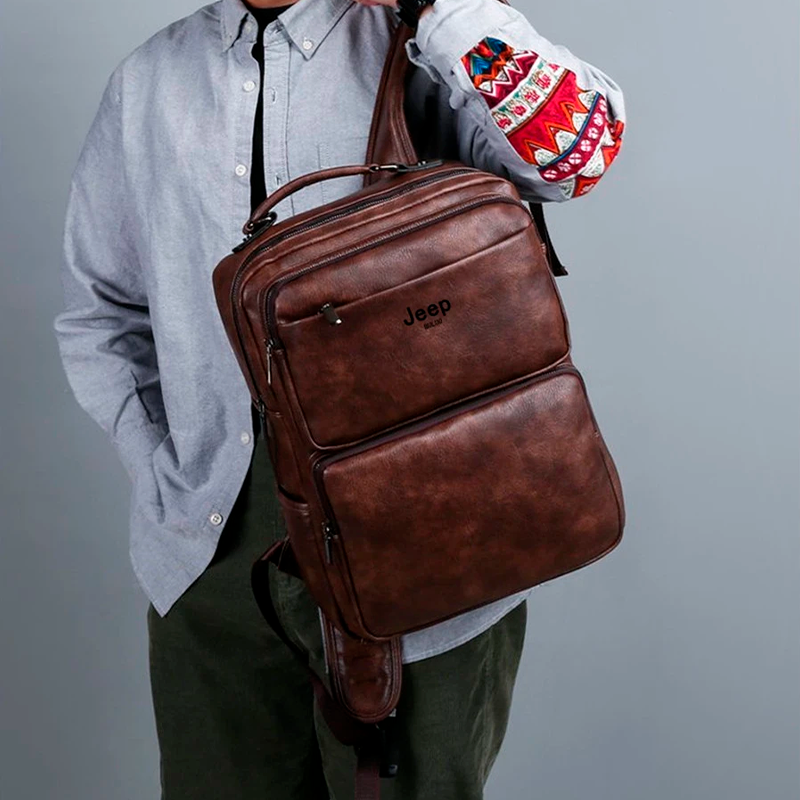 Mochila Jeep em Couro Genuino - Buluo Premium