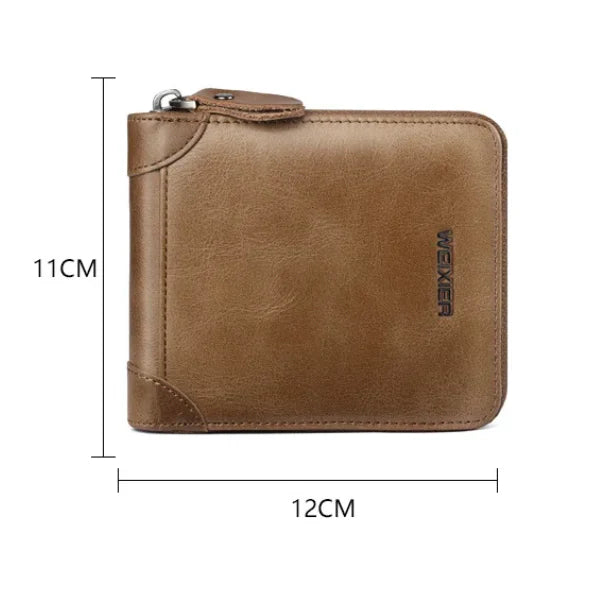 Carteira de Zíper em Couro Genuino - Weixier Premium