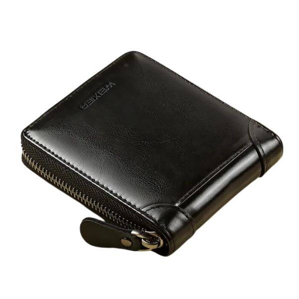 Carteira de Zíper em Couro Genuino - Weixier Premium