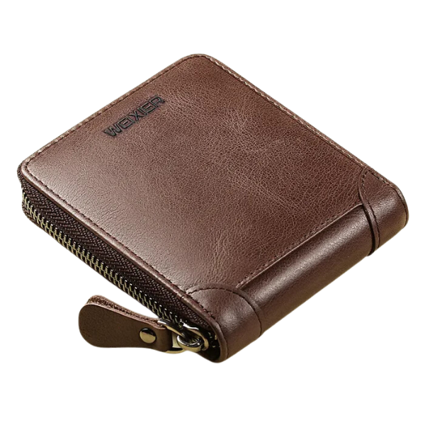 Carteira de Zíper em Couro Genuino - Weixier Premium