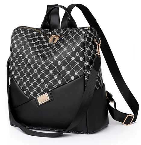Mochila Feminina Xadrez em Couro Genuino - Levian Premium