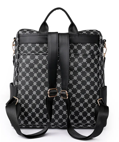 Mochila Feminina Xadrez em Couro Genuino - Levian Premium