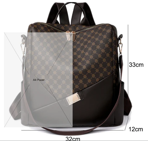 Mochila Feminina Xadrez em Couro Genuino - Levian Premium