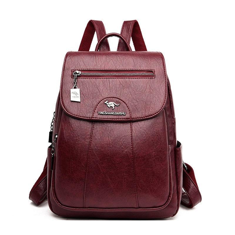 Mochila Feminina Couro Macio Vintage - Aussie Mochilas LojasStonks Vinho
