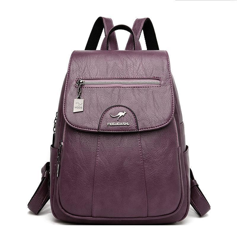 Mochila Feminina Couro Macio Vintage - Aussie Mochilas LojasStonks Roxo