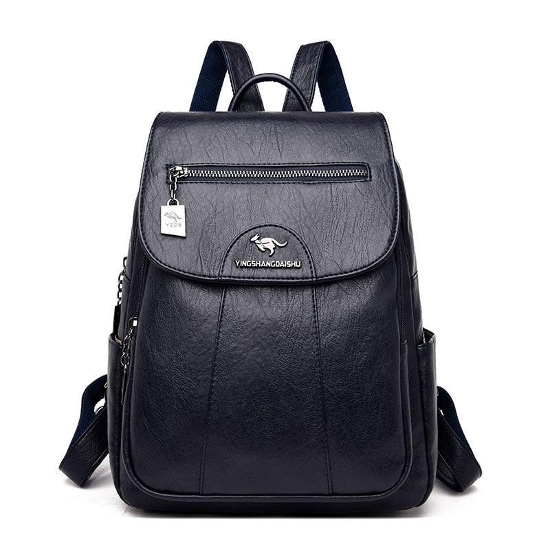 Mochila Feminina Couro Macio Vintage - Aussie Mochilas LojasStonks Preto