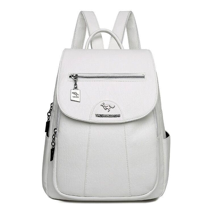 Mochila Feminina Couro Macio Vintage - Aussie Mochilas LojasStonks Branco