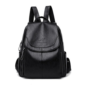Mochila Feminina de Couro Vintage - Aussie Mochilas LojasStonks Preto - mochila de couro legitimo, mochilas de couro feminina, mochilas de couro masculina, mochila de couro preta